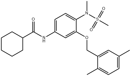 Cyclohexanecarboxamide, N-[3-[(2,5-dimethylphenyl)methoxy]-4-[methyl(methylsulfonyl)amino]phenyl]- Struktur