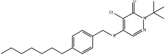 3(2H)-Pyridazinone, 4-chloro-2-(1,1-dimethylethyl)-5-[[(4-heptylphenyl)methyl]thio]- Structure