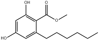 Benzoic acid, 2-hexyl-4,6-dihydroxy-, methyl ester Struktur