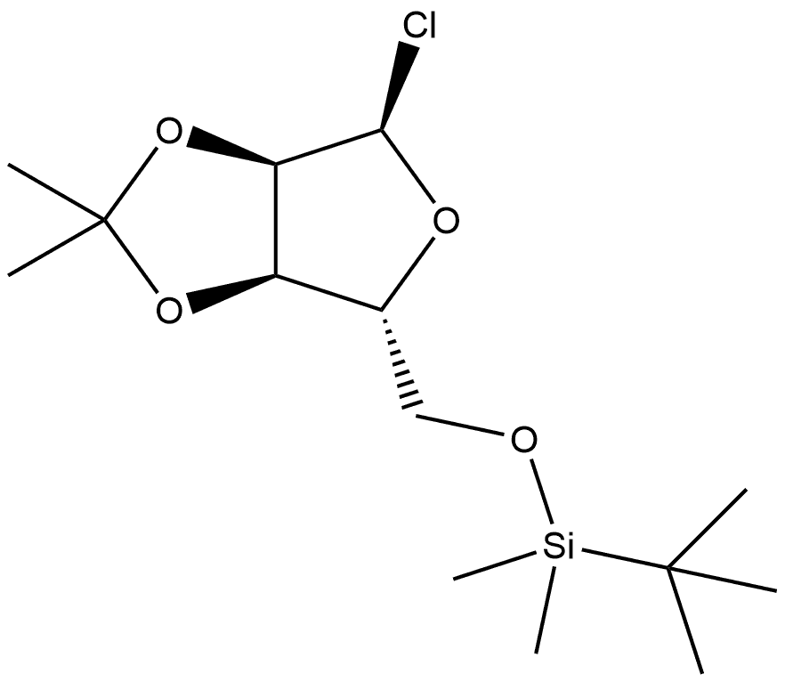 α-D-Ribofuranosyl chloride, 5-O-[(1,1-dimethylethyl)dimethylsilyl]-2,3-O-(1-methylethylidene)-,102690-94-8,结构式