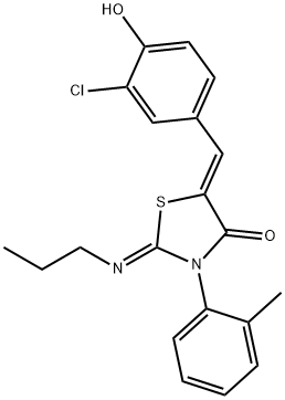 4-Thiazolidinone, 5-[(3-chloro-4-hydroxyphenyl)methylene]-3-(2-methylphenyl)-2-(propylimino)-, (2Z,5Z)- Structure