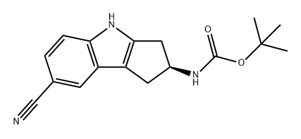 Carbamic acid, N-[(2S)-7-cyano-1,2,3,4-tetrahydrocyclopent[b]indol-2-yl]-, 1,1-dimethylethyl ester 化学構造式