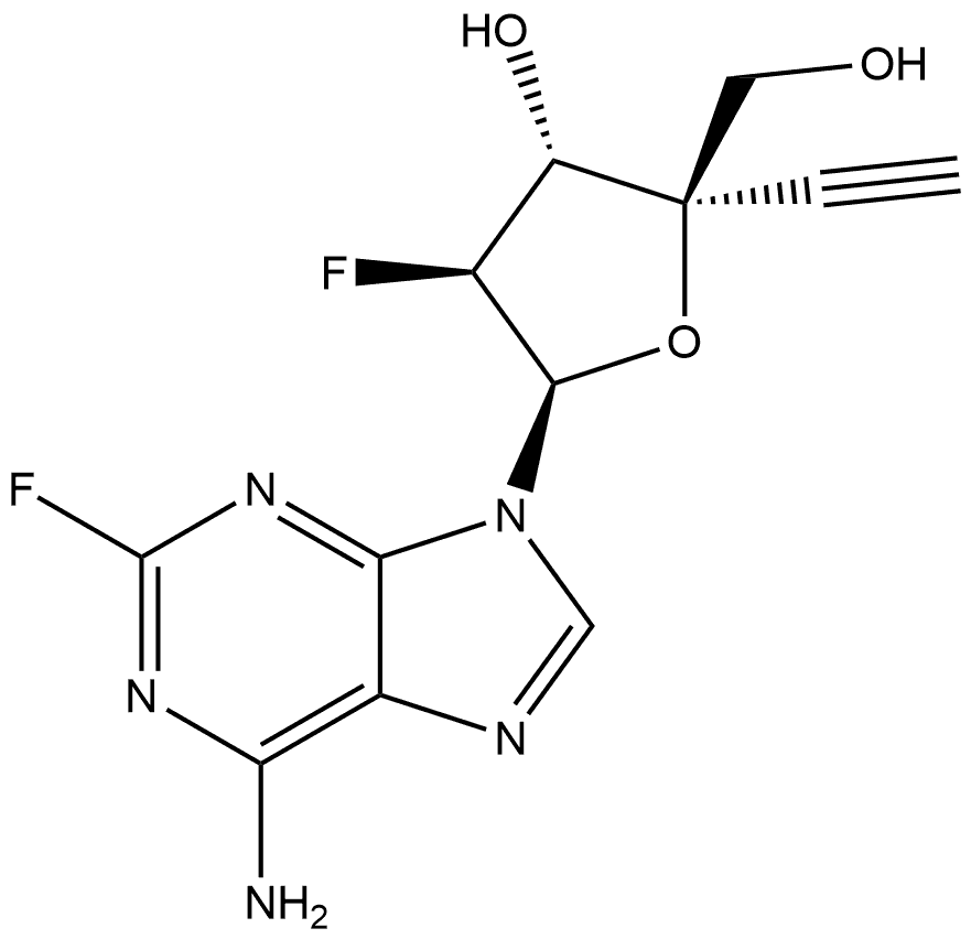 9H-Purin-6-amine, 9-(2-deoxy-4-C-ethynyl-2-fluoro-β-D-arabinofuranosyl)-2-fluoro- Struktur