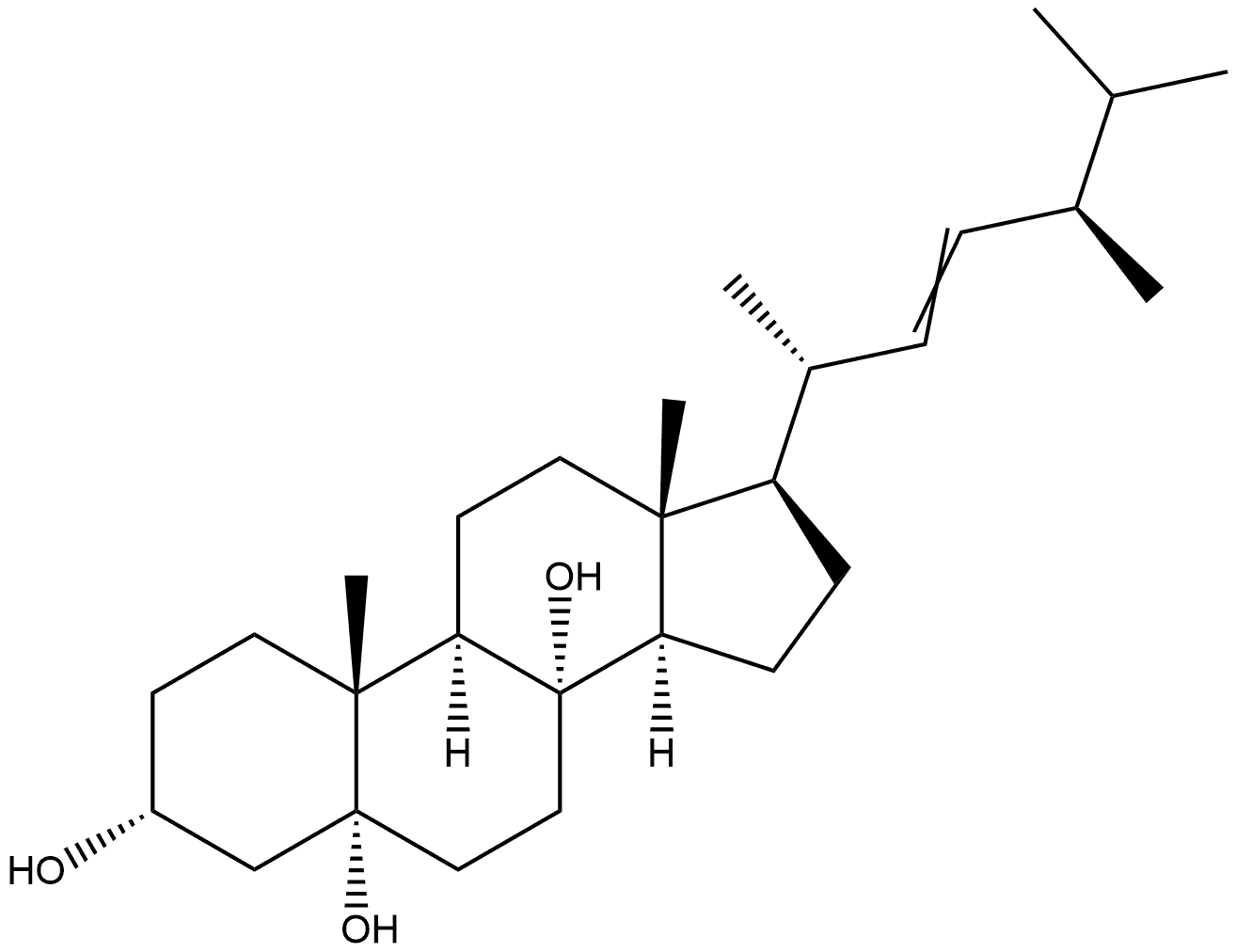 5α,8α-Ergost-22-ene-3α,5,8-triol (6CI),103279-14-7,结构式