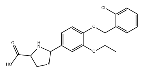 4-Thiazolidinecarboxylic acid, 2-[4-[(2-chlorophenyl)methoxy]-3-ethoxyphenyl]- Structure