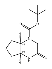 Furo[3,4-b]pyrazine-1(2H)-carboxylic acid, hexahydro-3-oxo-, 1,1-dimethylethyl ester, (4aR,7aS)-rel- Structure
