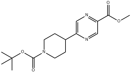 Methyl 5-[1-[(1,1-dimethylethoxy)carbonyl]-4-piperidinyl]-2-pyrazinecarboxylate Structure