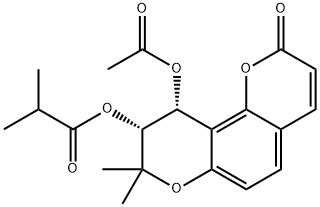 8,8-Dimethyl-9α-(isobutyryloxy)-10α-acetoxy-9,10-dihydro-2H,8H-benzo[1,2-b:3,4-b']dipyran-2-one,103630-01-9,结构式