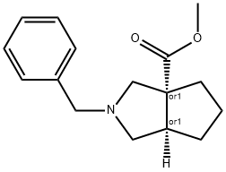 Cyclopenta[c]pyrrole-3a(1H)-carboxylic acid, hexahydro-2-(phenylmethyl)-, methyl ester, (3aR,6aR)-rel- Structure