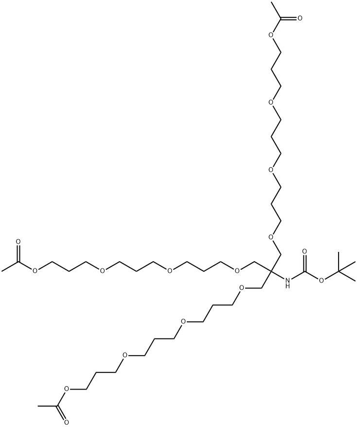 5,9,13,17-Tetraoxa-2-azanonadecanoic acid, 18-oxo-3,3-bis(15-oxo-2,6,10,14-tetraoxahexadec-1-yl)-, 1,1-dimethylethyl ester,1038802-20-8,结构式