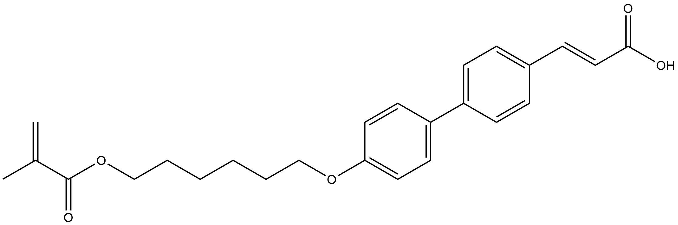 (E)-3-(4'-((6-(methacryloyloxy)hexyl)oxy)-[1,1'-biphenyl]-4-yl)acrylic acid 化学構造式