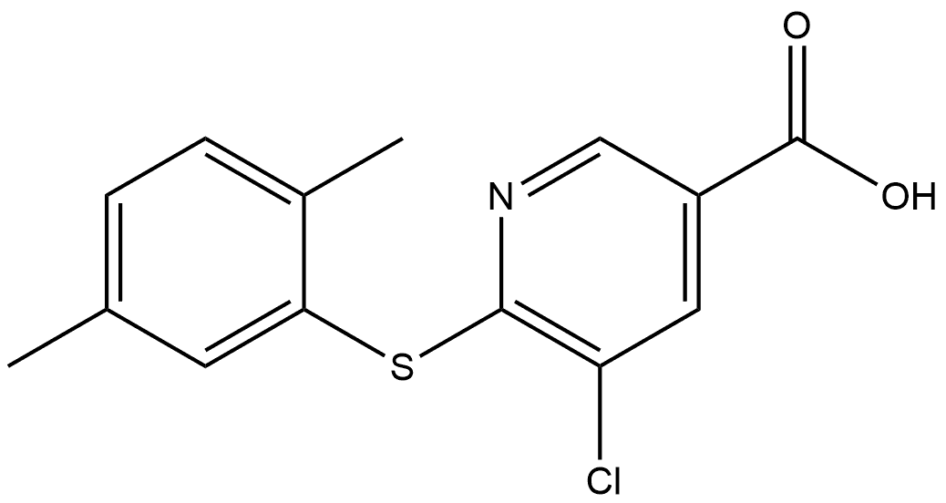 5-Chloro-6-[(2,5-dimethylphenyl)thio]-3-pyridinecarboxylic acid Structure