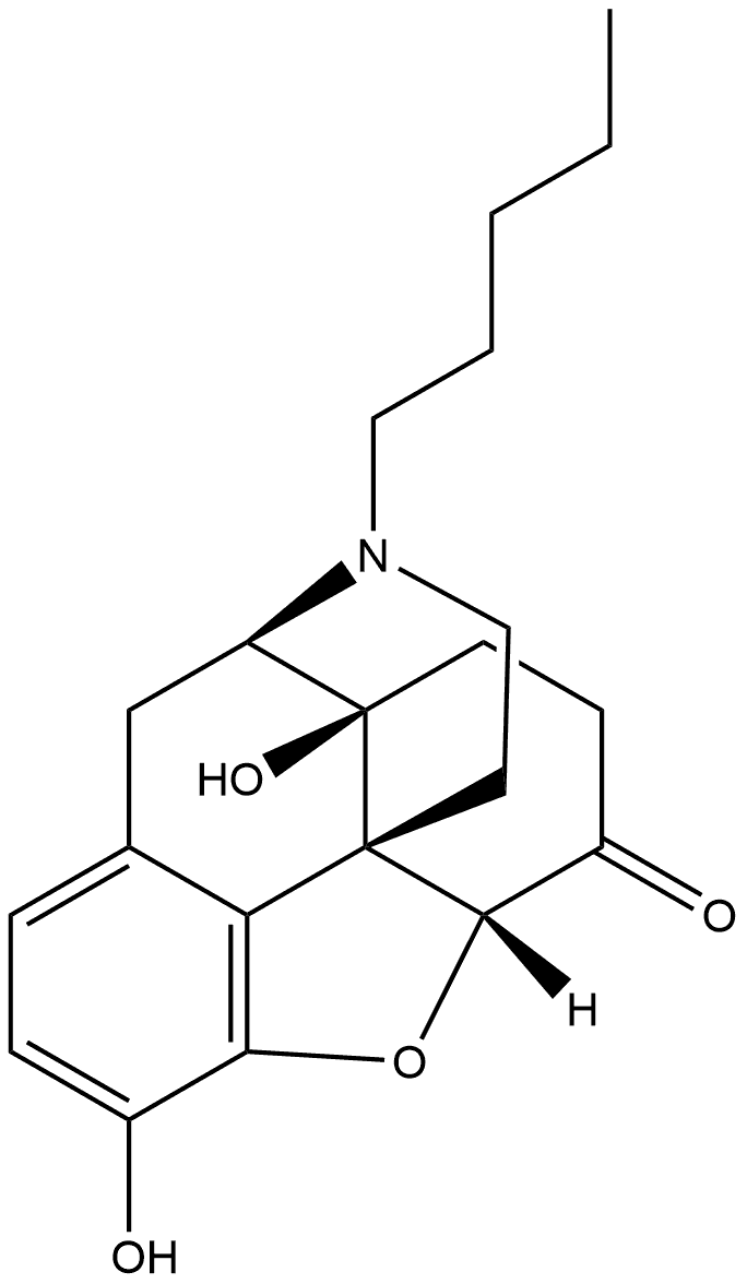 Morphinan-6-one, 4,5-epoxy-3,14-dihydroxy-17-pentyl-, (5α)- (9CI) 化学構造式