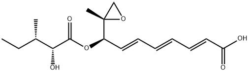 2,4,6-Octatrienoic acid, 8-[[(2R,3S)-2-hydroxy-3-methyl-1-oxopentyl]oxy]-8-[(2S)-2-methyloxiranyl]-, (2E,4E,6E,8R)- (9CI) Struktur