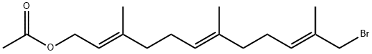 2,6,10-Dodecatrien-1-ol, 12-bromo-3,7,11-trimethyl-, 1-acetate, (2E,6E,10E)- Structure
