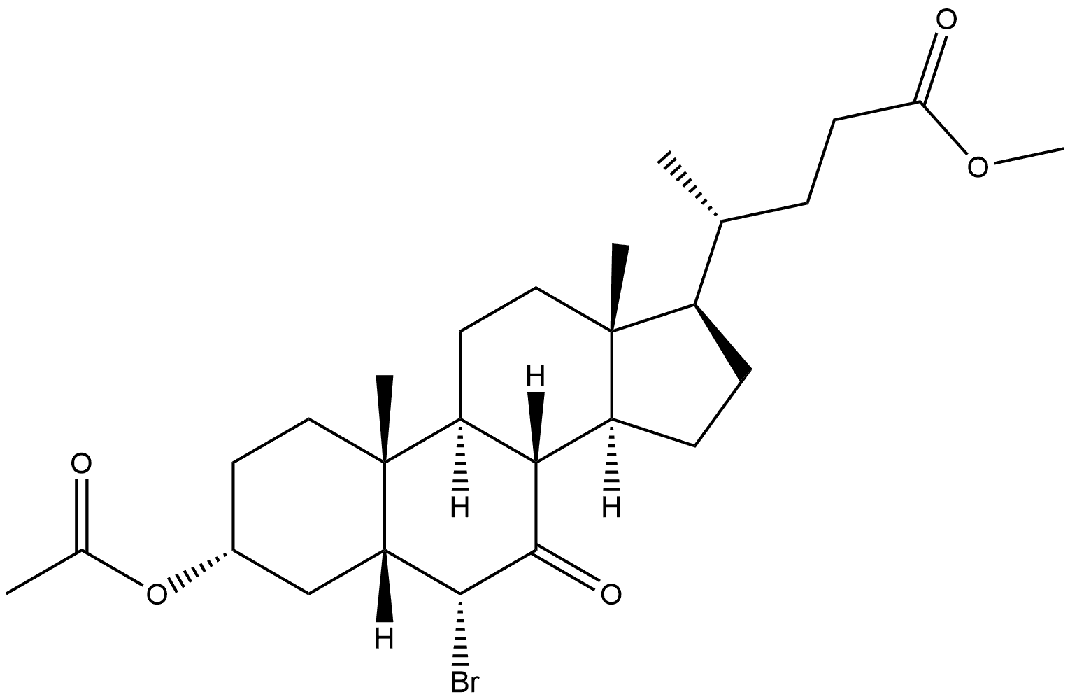 Methyl (3α,5β,6α)-3-(Acetyloxy)-6-bromo-7-oxo-cholan-24-oic Acid Ester Structure