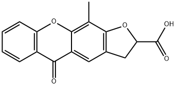 5H-Furo[3,2-b]xanthene-2-carboxylic acid, 2,3-dihydro-11-methyl-5-oxo- 化学構造式