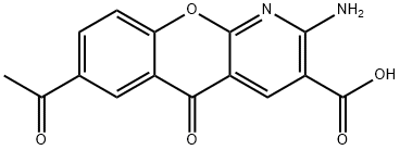 5H-[1]Benzopyrano[2,3-b]pyridine-3-carboxylic acid, 7-acetyl-2-amino-5-oxo- 化学構造式