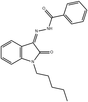Benzoic acid, (2Z)-2-(1,2-dihydro-2-oxo-1-pentyl-3H-indol-3-ylidene)hydrazide Struktur
