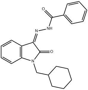 Benzoic acid, (2Z)-2-[1-(cyclohexylmethyl)-1,2-dihydro-2-oxo-3H-indol-3-ylidene]hydrazide Struktur