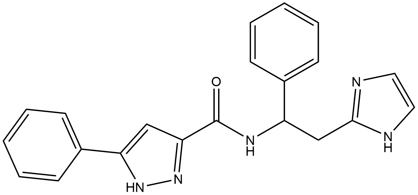 N-(2-(1H-咪唑-2-基)-1-苯基乙基)-5-苯基-1H-吡唑-3-甲酰胺, 1049779-69-2, 结构式