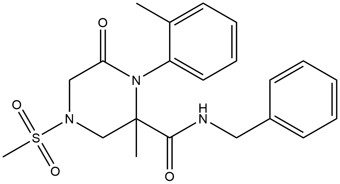 N-Benzyl-2-methyl-4-(methylsulfonyl)-6-oxo-1-(o-tolyl)piperazine-2-carboxamide Structure