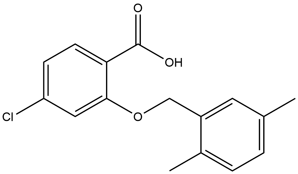 4-Chloro-2-[(2,5-dimethylphenyl)methoxy]benzoic acid,1053116-60-1,结构式