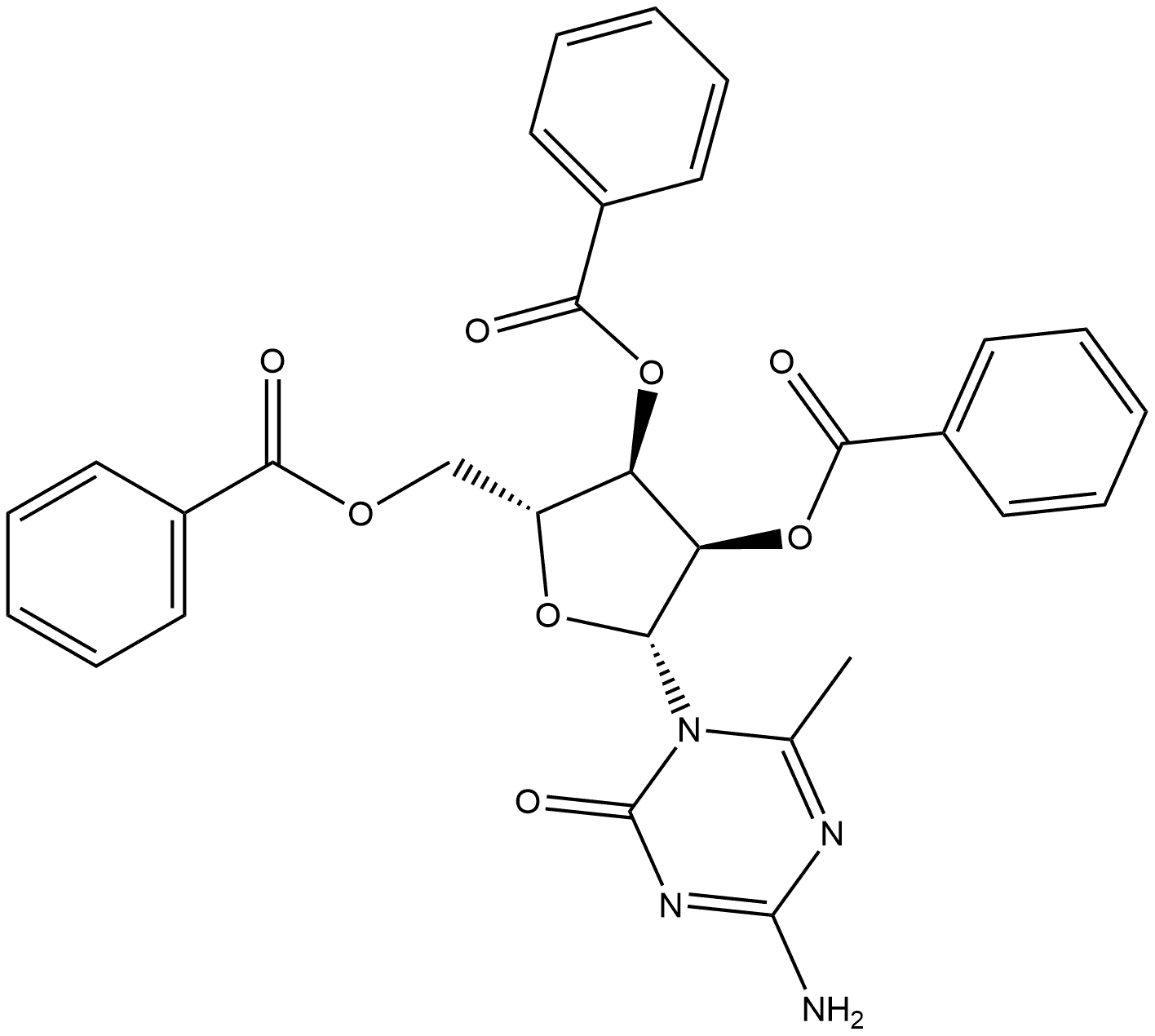 1,3,5-Triazin-2(1H)-one, 4-amino-6-methyl-1-(2,3,5-tri-O-benzoyl-β-D-ribofuranosyl)- Structure