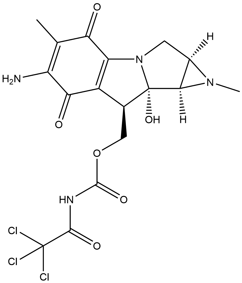 Carbamic acid, (trichloroacetyl)-, (6-amino-1,1a,2,4,7,8,8a,8b-octahydro-8a-hydroxy-1,5-dimethyl-4,7-dioxoazirino[2',3':3,4]pyrrolo[1,2-a]indol-8-yl)methyl ester, [1aS-(1aα,8β,8aα,8bα)]- (9CI)