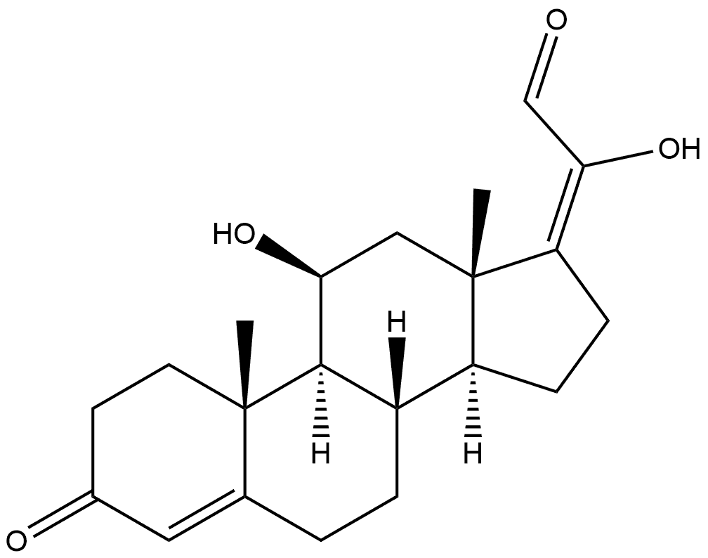 (11β,17E)-11,20-dihydroxy-3-oxo-pregna-4,17(20)-dien-21-al, 105562-12-7, 结构式