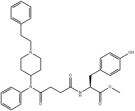 L-Tyrosine, N-[1,4-dioxo-4-[phenyl[1-(2-phenylethyl)-4-piperidinyl]amino]butyl]-, methyl ester Structure