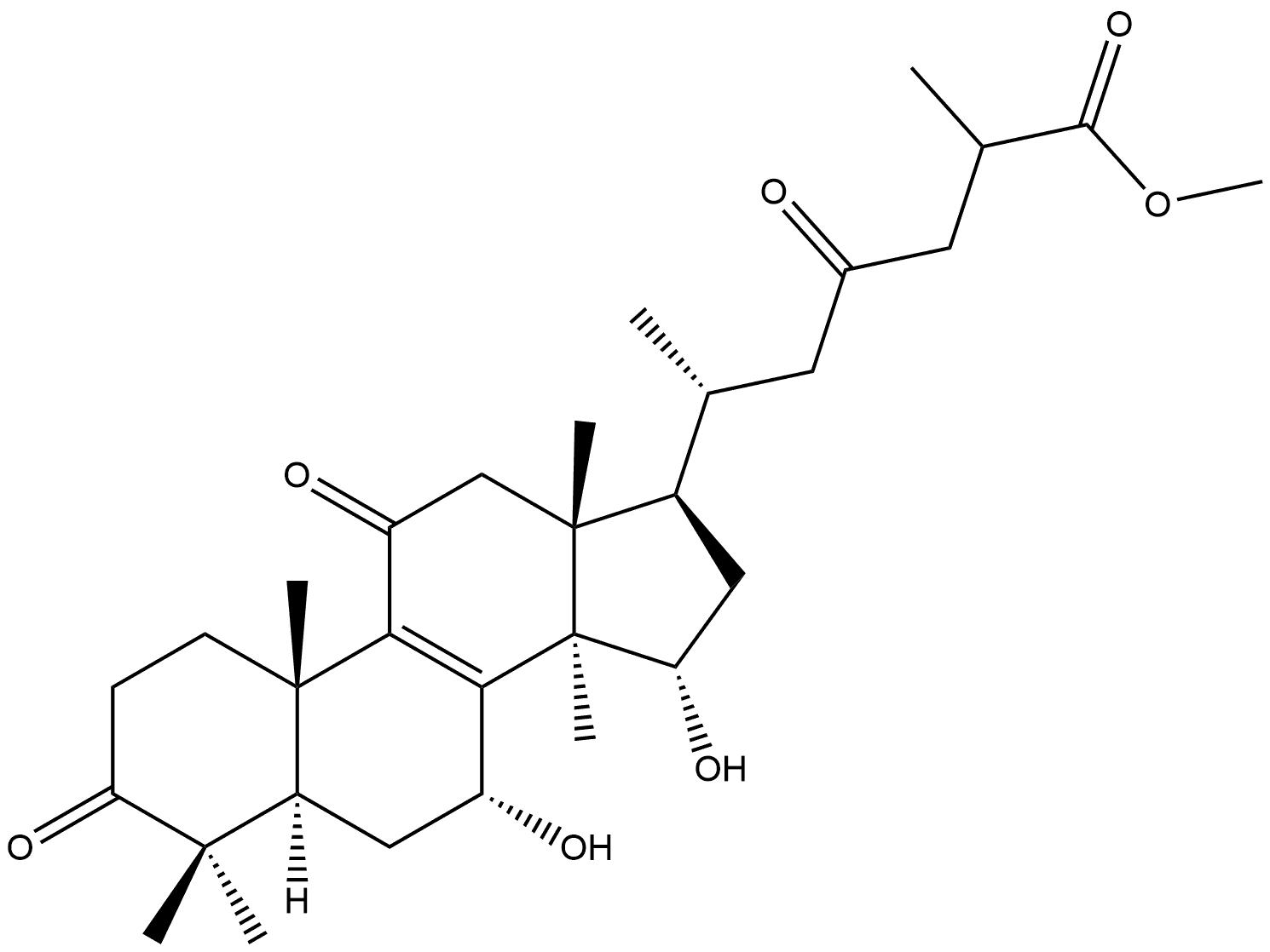 Lanost-8-en-26-oic acid, 7,15-dihydroxy-3,11,23-trioxo-, methyl ester, (7α,15α)- (9CI) Struktur