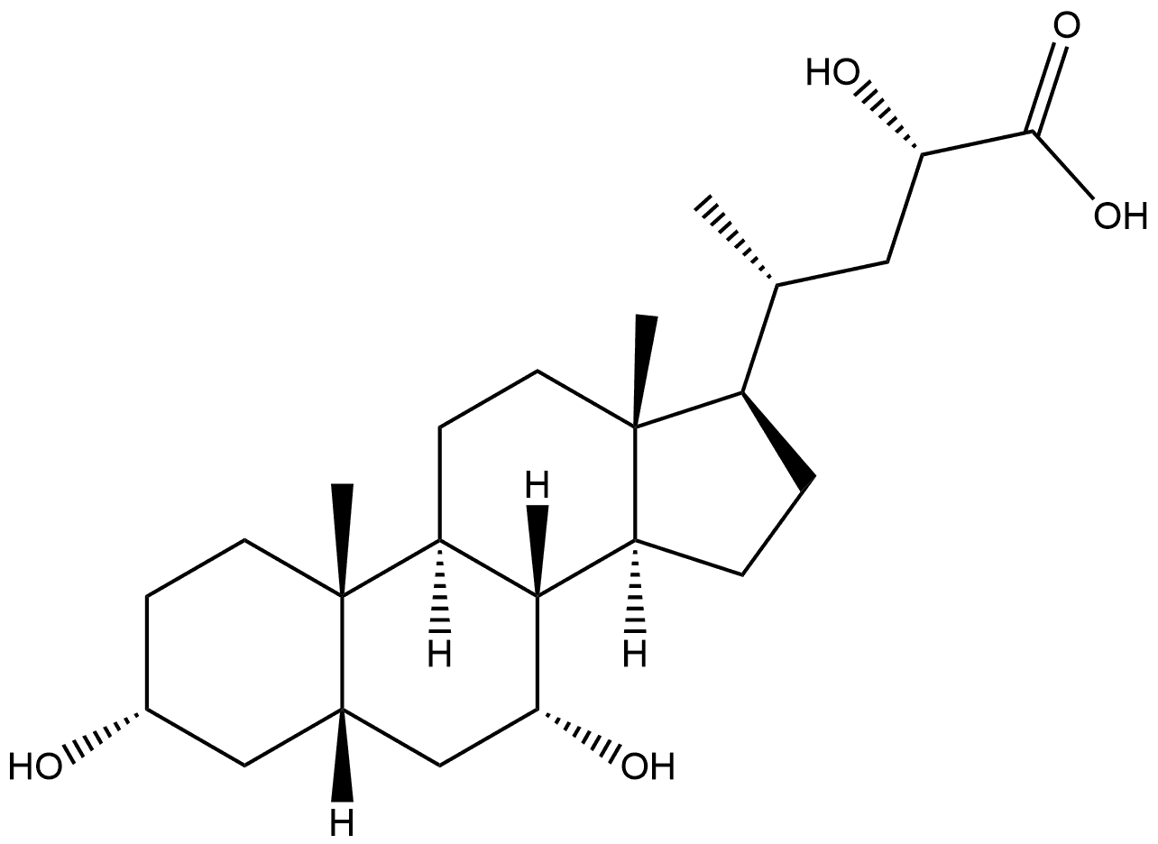 Cholan-24-oic acid, 3,7,23-trihydroxy-, (3α,5β,7α,23S)- (9CI) 化学構造式