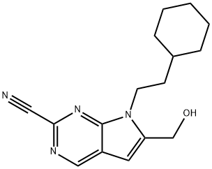 7H-Pyrrolo[2,3-d]pyrimidine-2-carbonitrile, 7-(2-cyclohexylethyl)-6-(hydroxymethyl)- Struktur