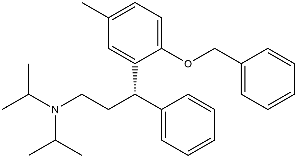 Benzenepropanamine, 5-methyl-N,N-bis(1-methylethyl)-γ-phenyl-2-(phenylmethoxy)-, (γS)- Struktur