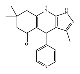 5H-Pyrazolo[3,4-b]quinolin-5-one, 1,4,6,7,8,9-hexahydro-3,7,7-trimethyl-4-(4-pyridinyl)- 化学構造式