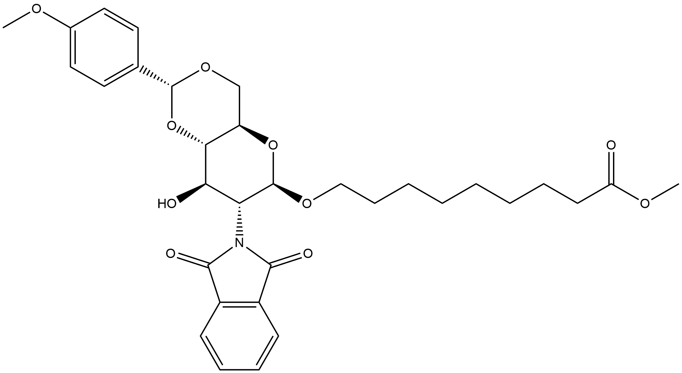 Nonanoic acid, 9-[[2-deoxy-2-(1,3-dihydro-1,3-dioxo-2H-isoindol-2-yl)-4,6-O-[(4-methoxyphenyl)methylene]-β-D-glucopyranosyl]oxy]-, methyl ester, (R)- (9CI)