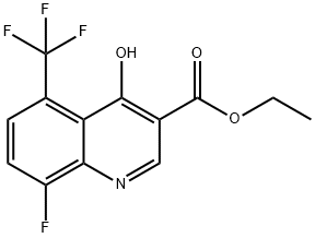 Ethyl 8-fluoro-4-hydroxy-5-(trifluoromethyl)quinoline-3-carboxylate Struktur