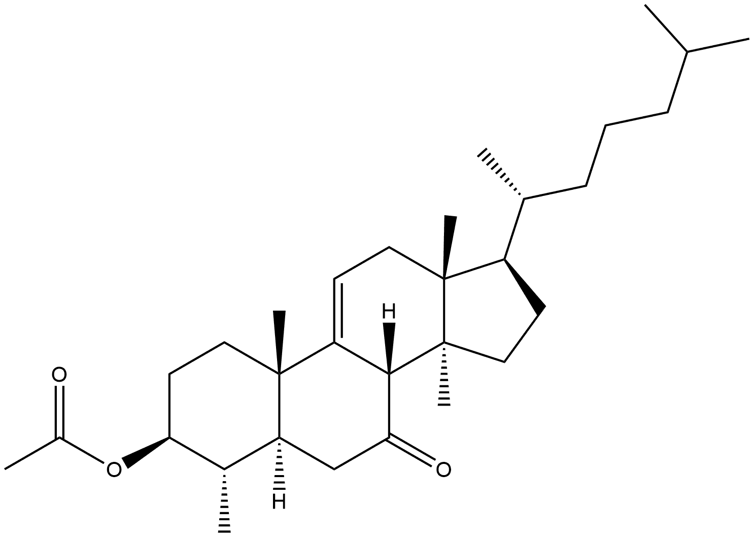 Cholest-9(11)-en-7-one, 3-(acetyloxy)-4,14-dimethyl-, (3β,4α,5α)- (9CI) Structure