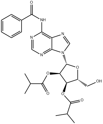 6-N-BENZOYL-2',3'-DI-O-ISOBUTYRYL-Β-D-ADENOSINE 结构式