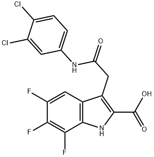 1H-Indole-2-carboxylic acid, 3-[2-[(3,4-dichlorophenyl)amino]-2-oxoethyl]-5,6,7-trifluoro- 结构式