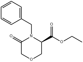 3-Morpholinecarboxylic acid, 5-oxo-4-(phenylmethyl)-, ethyl ester, (3R)- Struktur