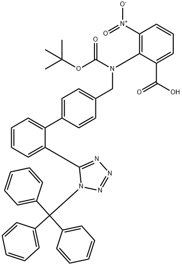 Benzoic acid, 2-[[(1,1-dimethylethoxy)carbonyl][[2'-[1-(triphenylmethyl)-1H-tetrazol-5-yl][1,1'-biphenyl]-4-yl]methyl]amino]-3-nitro- Structure