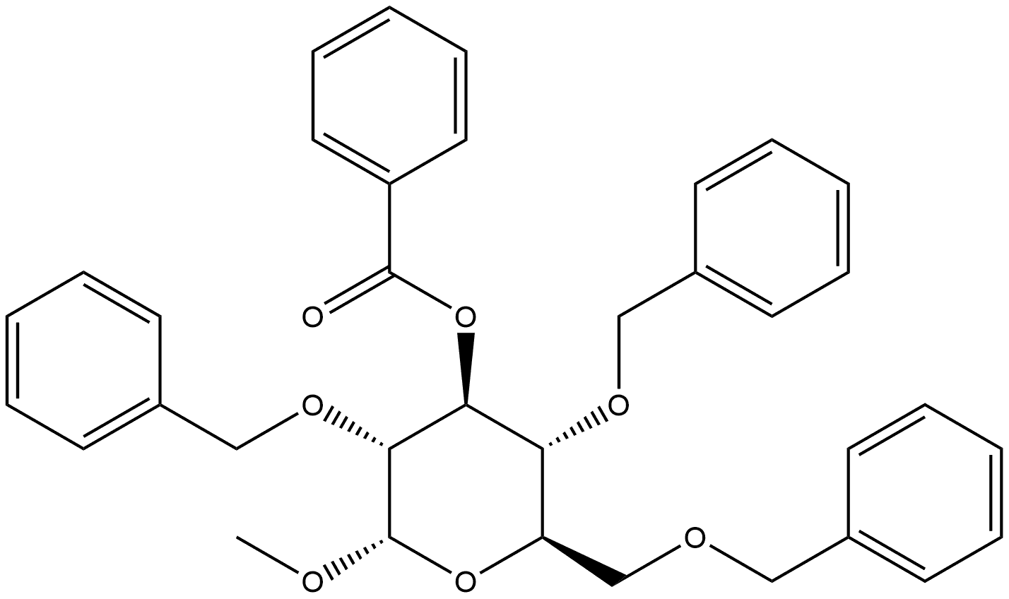 α-D-Glucopyranoside, methyl 2,4,6-tris-O-(phenylmethyl)-, 3-benzoate Structure