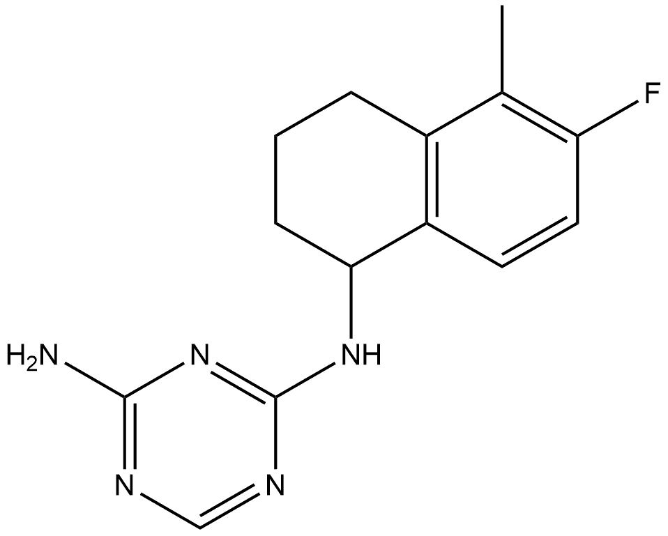 N2-(6-fluoro-5-methyl-1,2,3,4-tetrahydronaphthalen-1-yl)-1,3,5-triazine-2,4-diamine Structure