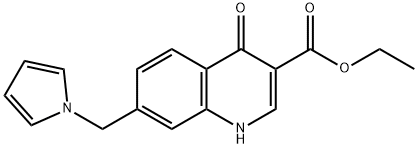 3-Quinolinecarboxylic acid, 1,4-dihydro-4-oxo-7-(1H-pyrrol-1-ylmethyl)-, ethyl ester,107484-41-3,结构式