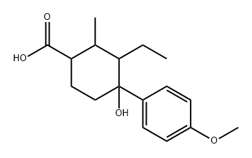 Cyclohexanecarboxylic acid, 3-ethyl-4-hydroxy-4-(4-methoxyphenyl)-2-methyl-