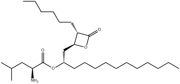 L-Leucine, (1S)-1-[[(2S,3S)-3-hexyl-4-oxo-2-oxetanyl]methyl]dodecyl ester Structure
