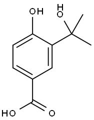 Benzoic acid, 4-hydroxy-3-(1-hydroxy-1-methylethyl)- Structure