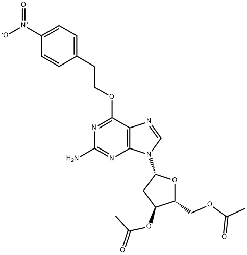 Guanosine, 2'-deoxy-6-O-[2-(4-nitrophenyl)ethyl]-, 3',5'-diacetate 结构式